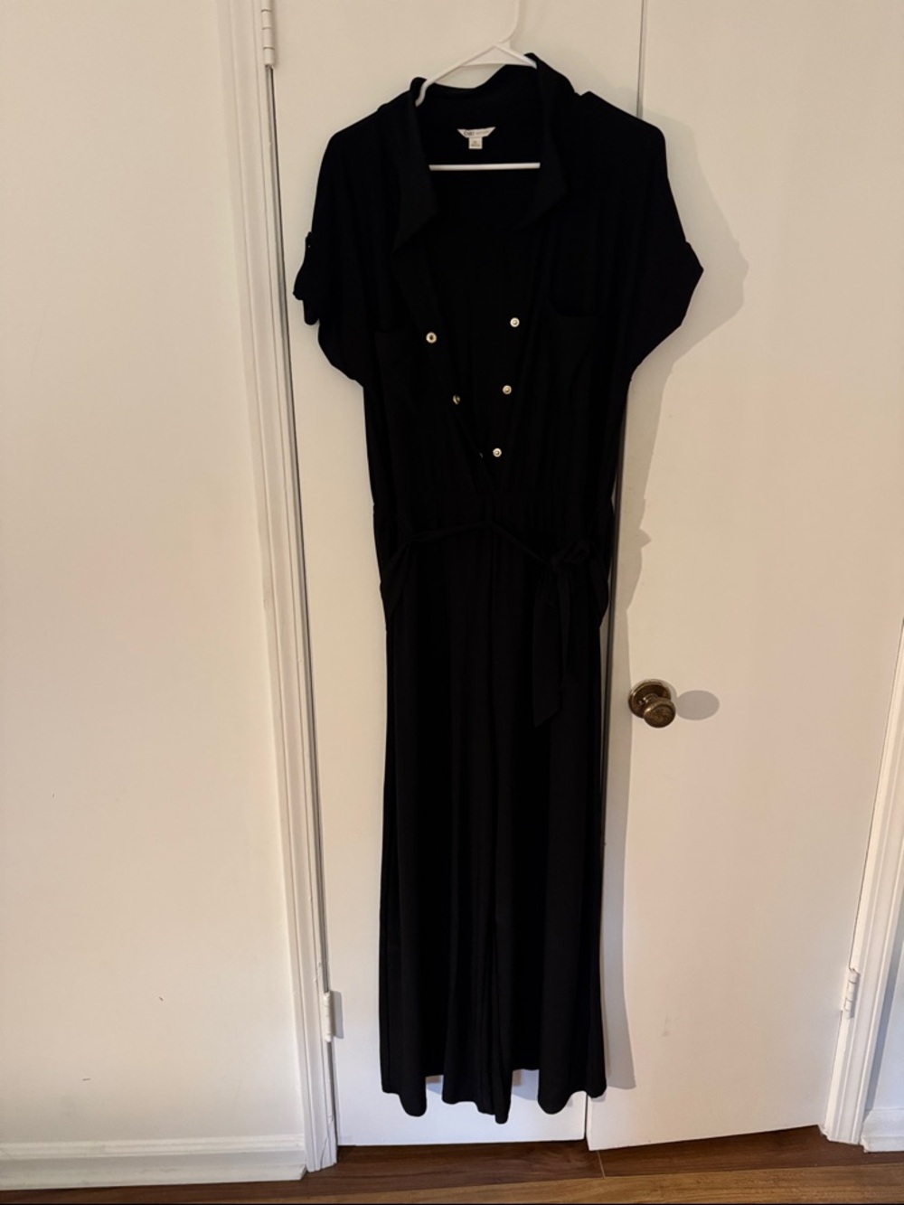 Cato Black Maxi Shirtwaist jumpsuit with Tie Waist
